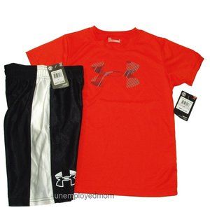 Under Armour Athletic Outfit Tee Short Boys UA Logo Top Shirt Bottoms